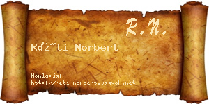 Réti Norbert névjegykártya